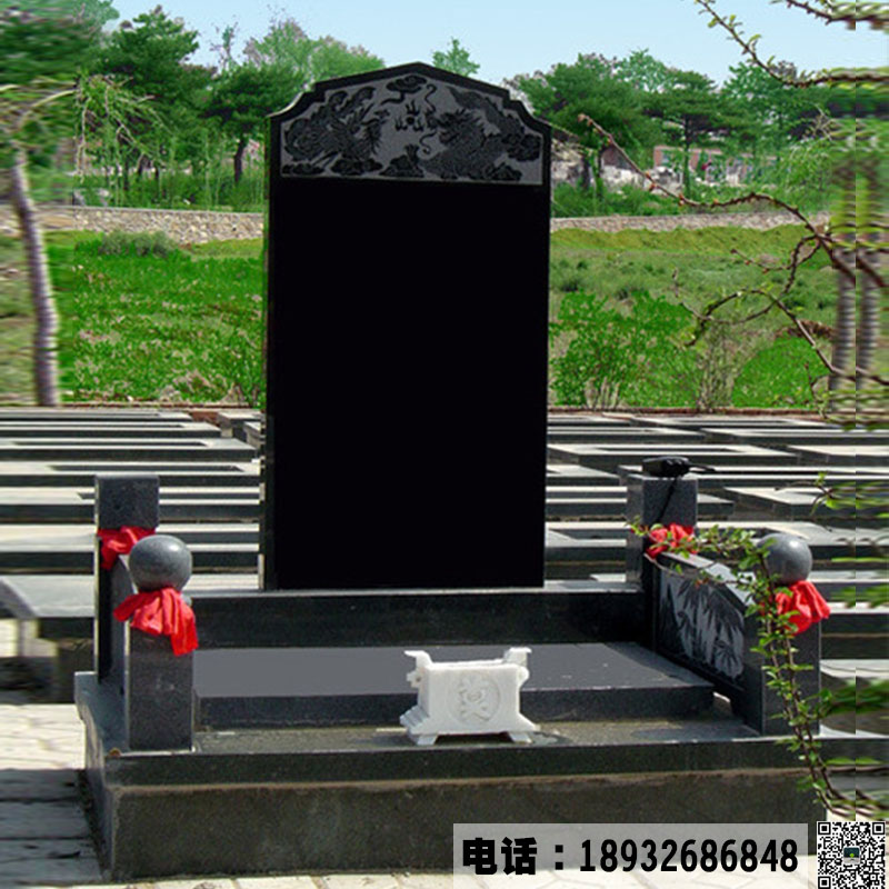 石雕中国黑大理石墓碑墓地安装案例